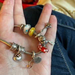 Pandora bracelet with charms